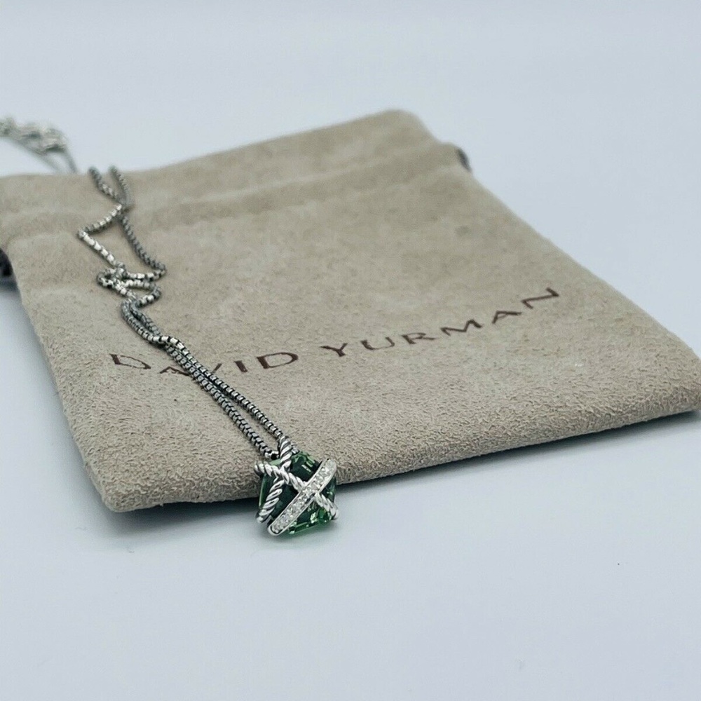 David Yurman Cable Wrap Prasiolite & Diamonds Necklace 16"-17"